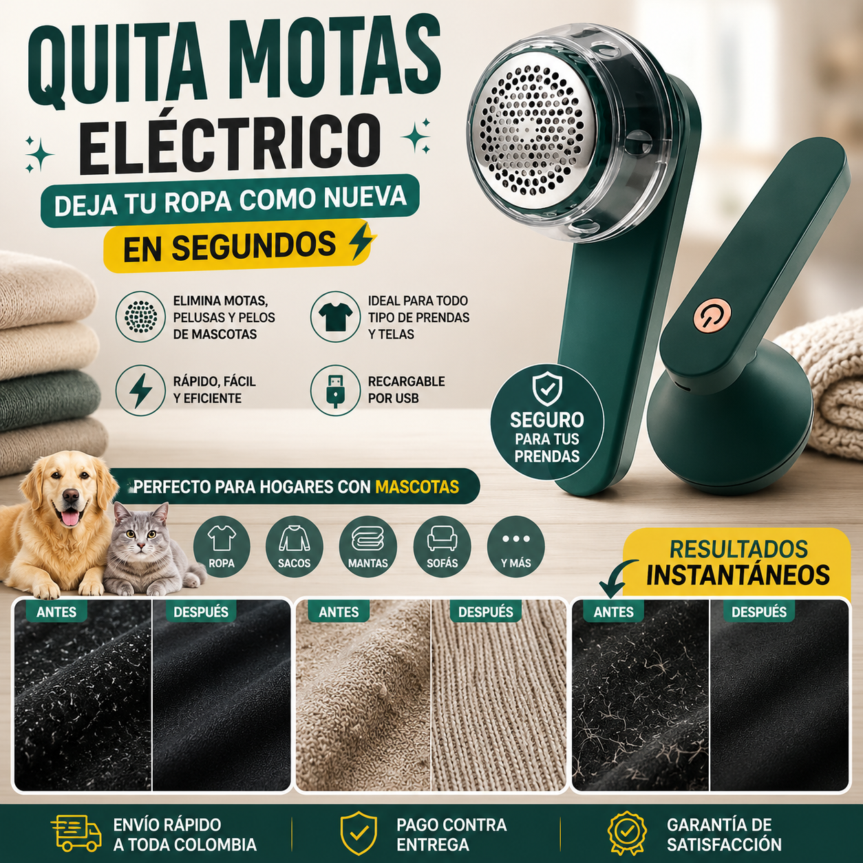🔥 QuitaPelusas Turbo - Quita Motas Electrico