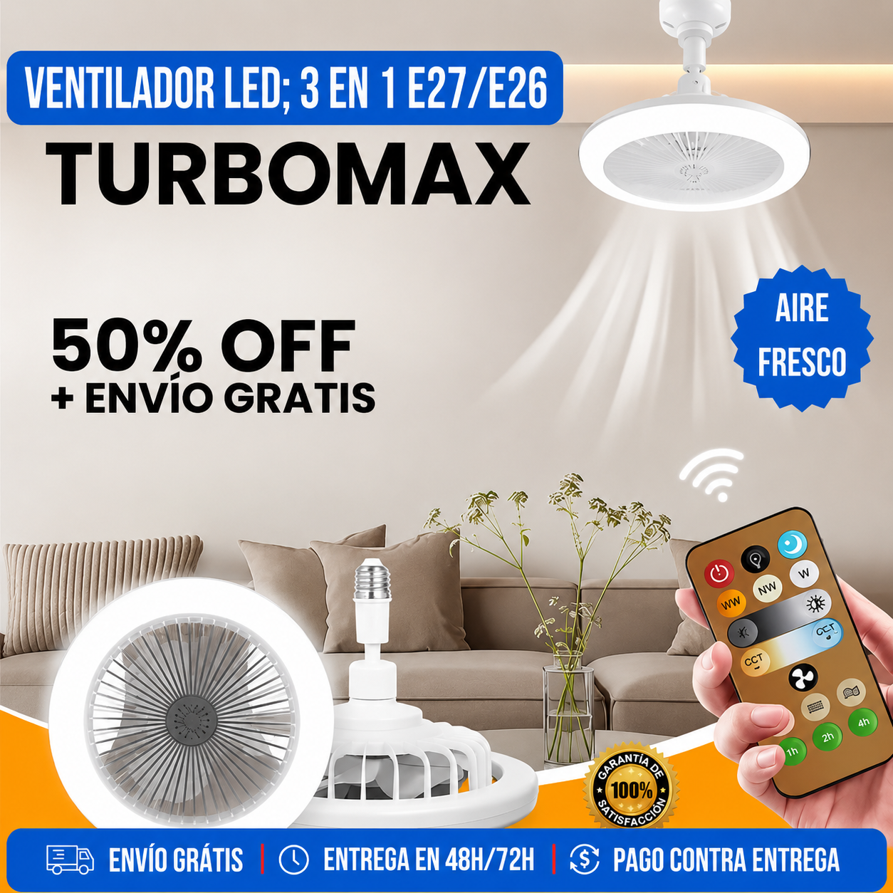 Ventilador Inteligente de LED 2 en 1 TurboMax™ - [SUPER POTENTE] 🌀⚡